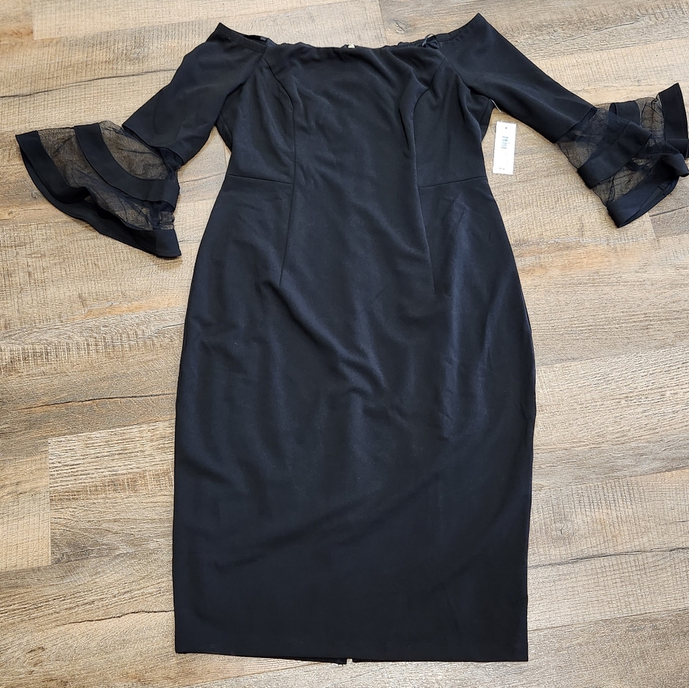 Premier Amour black off the shoulder dress, size 16.